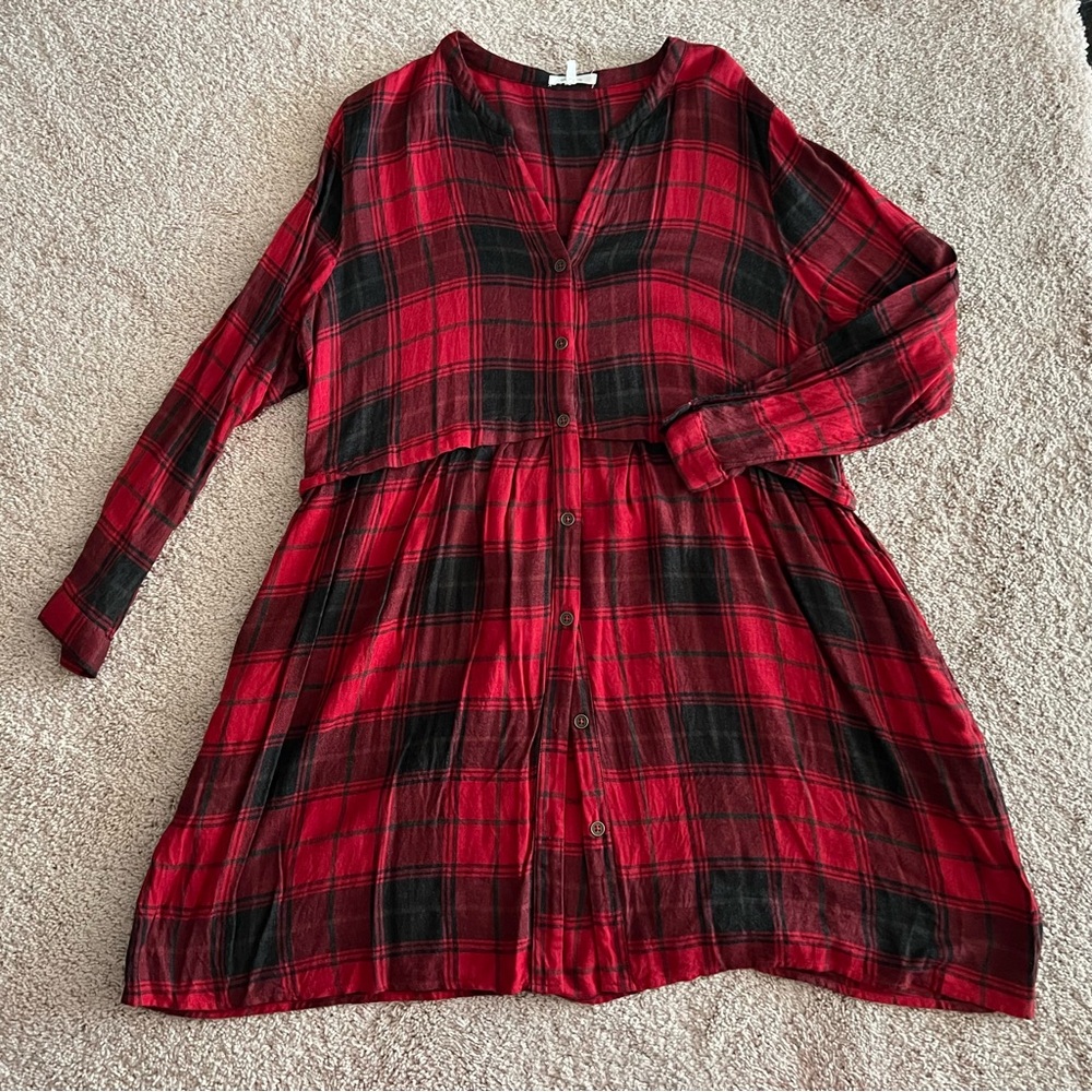 Plaid Red and Black Women's Dress